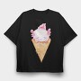 Axolotl Ice Cream Watercolor, Tricou Oversize Barbati (Unisex)