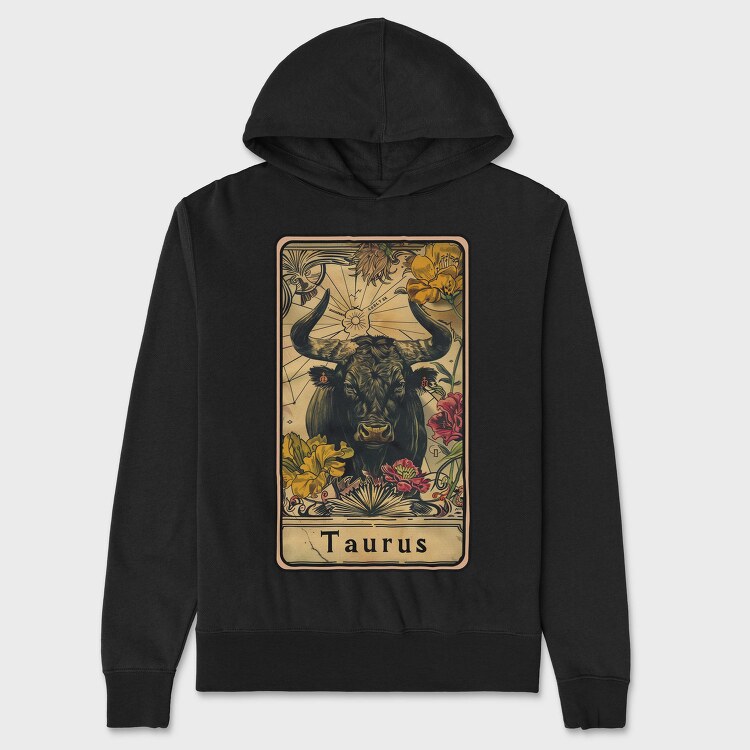 Taurus Bull Flowers, Hanorac Oversize Barbati (Unisex)