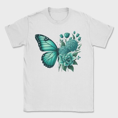 Teal Butterfly Floral, Tricou Barbati (Unisex)