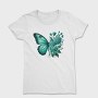 Teal Butterfly Floral, Tricou Femei