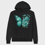 Teal Butterfly Floral, Hanorac Oversize Barbati (Unisex)