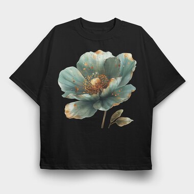 Teal Gold Lotus, Tricou Oversize Barbati (Unisex)