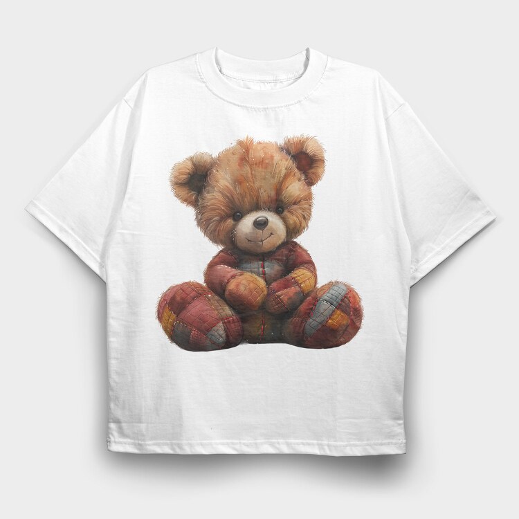 Teddy Bear Patchwork, Tricou Oversize Barbati (Unisex)