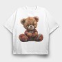 Teddy Bear Patchwork, Tricou Oversize Barbati (Unisex)