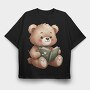 Teddy Bear Reading, Tricou Oversize Barbati (Unisex)