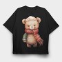 Teddy Bear Scarf, Tricou Oversize Barbati (Unisex)