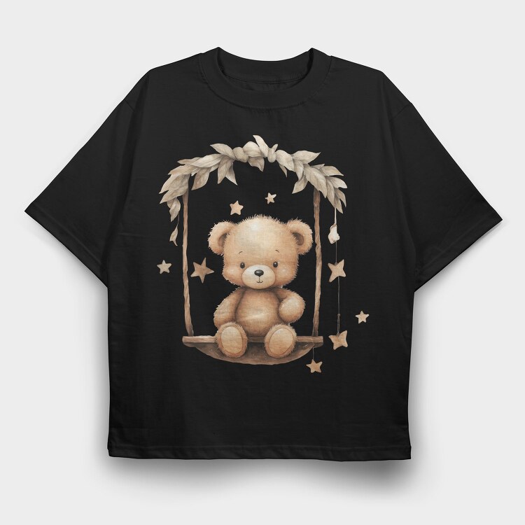 Teddy Bear Swings, Tricou Oversize Barbati (Unisex)
