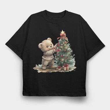 Teddy Christmas Tree, Tricou Oversize Barbati (Unisex)