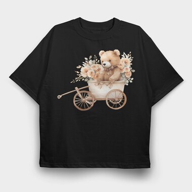 Teddy Flower Car, Tricou Oversize Barbati (Unisex)