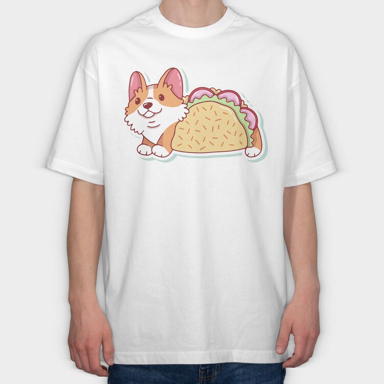 Corgi Taco Feast, Tricou Oversize Barbati (Unisex)