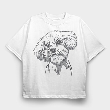 Cool Dog Illustration Doodle, Tricou Oversize Barbati (Unisex)