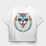 Cool Husky With Sunglasses Face, Tricou Oversize Barbati (Unisex)