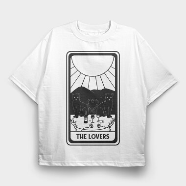 Cool Lovers Tarot Card The Cat, Tricou Oversize Barbati (Unisex)