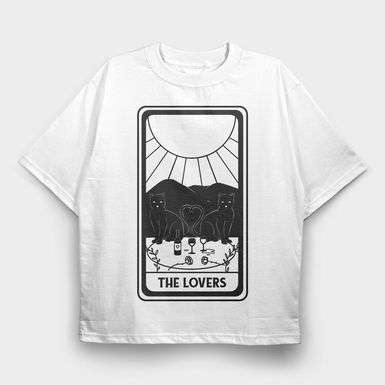 Cool Lovers Tarot Card The Cat, Tricou Oversize Barbati (Unisex)