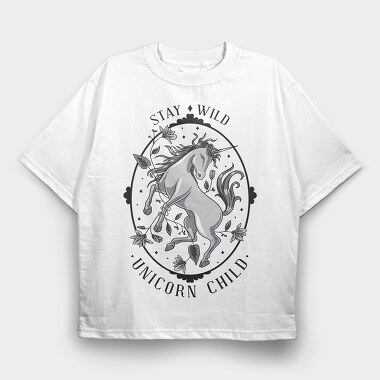 Cool Wild Unicorn 01, Tricou Oversize Barbati (Unisex)