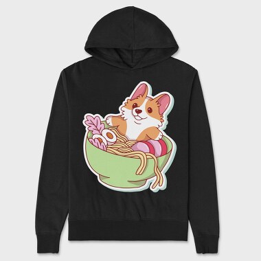 Corgi Noodle Bowl, Hanorac Oversize Barbati (Unisex)