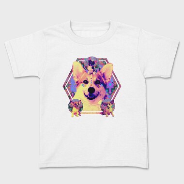 Corgi Psychedelic Collage, Tricou Copii