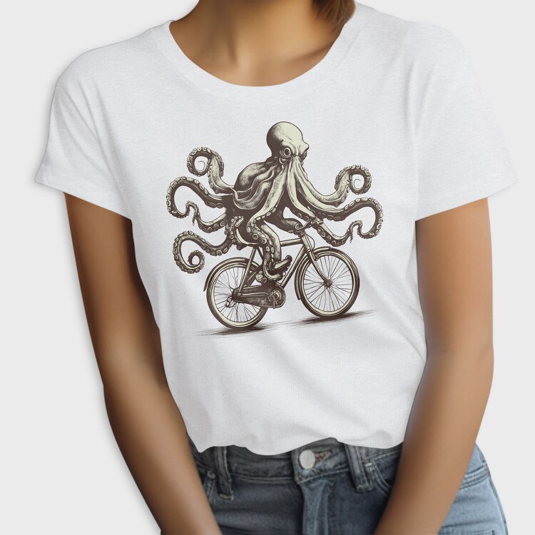 Octopus On Bicycle Ride, Tricou Femei