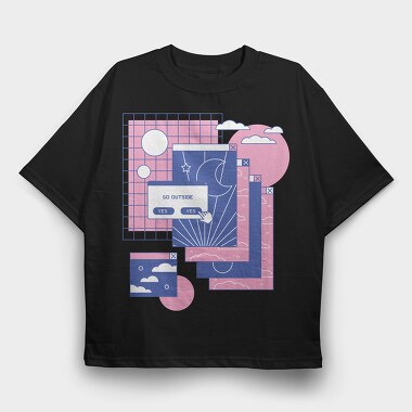 Computer Tabs Vaporwave 90S, Tricou Oversize Barbati (Unisex)