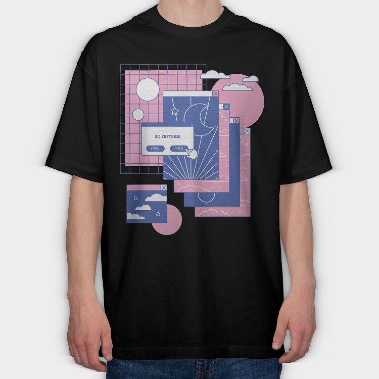 Computer Tabs Vaporwave 90S, Tricou Oversize Barbati (Unisex)