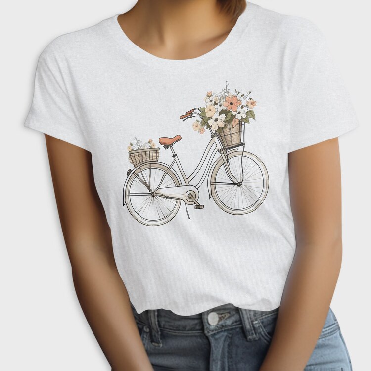Vintage Floral Bicycle, Tricou Femei