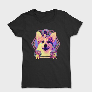 Corgi Psychedelic Collage, Tricou Femei