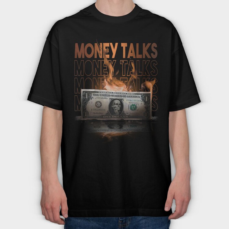 Money Skull Fire Bill, Tricou Oversize Barbati (Unisex)