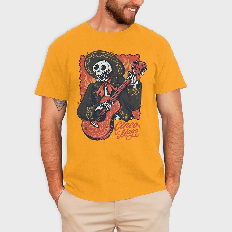 Mariachi Skeleton Cinco De Mayo Vintage, Tricou Barbati (Unisex)