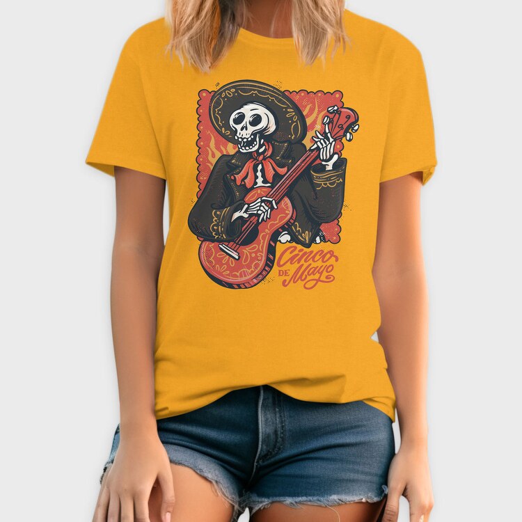 Mariachi Skeleton Cinco De Mayo Vintage, Tricou Barbati (Unisex)
