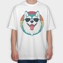 Cool Husky With Sunglasses Face, Tricou Oversize Barbati (Unisex)