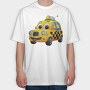 Taxi Face Clipart, Tricou Oversize Barbati (Unisex)