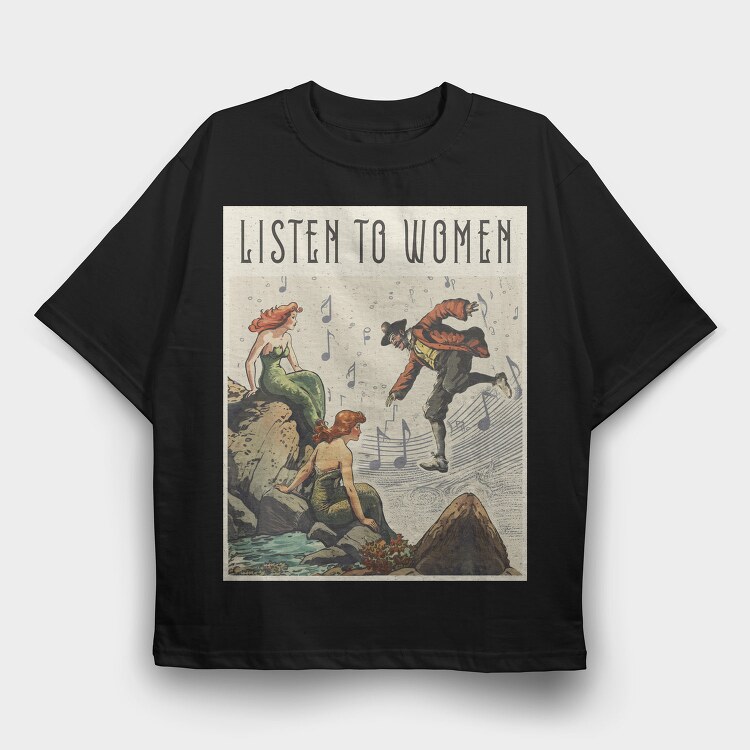 Vintage Mermaids And Pirate, Tricou Oversize Barbati (Unisex)