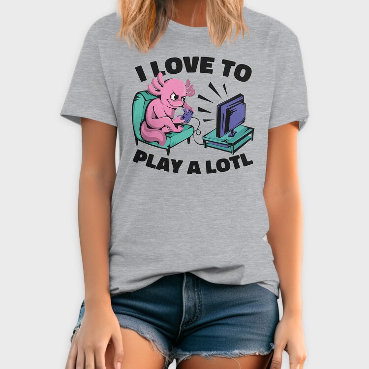 Axolotl Playing Video Games Gamer Couch Tv, Tricou Barbati (Unisex)