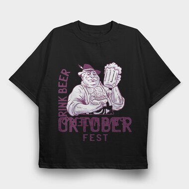 Oktoberfest Man With Beer Tote, Tricou Oversize Barbati (Unisex)