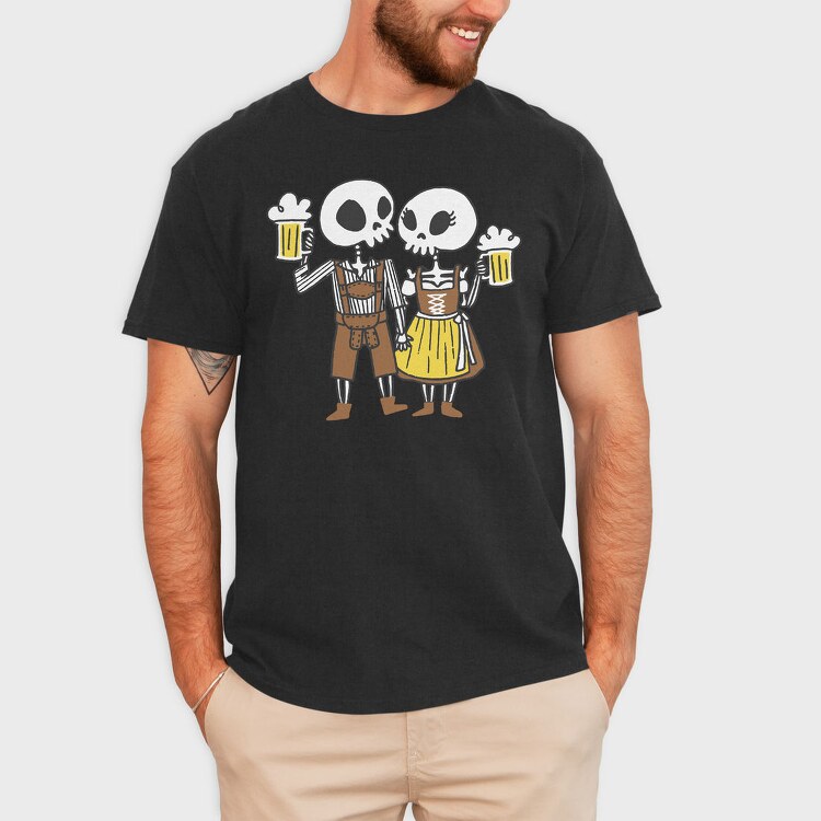 Oktoberfest Skeleton Couple, Tricou Barbati (Unisex)
