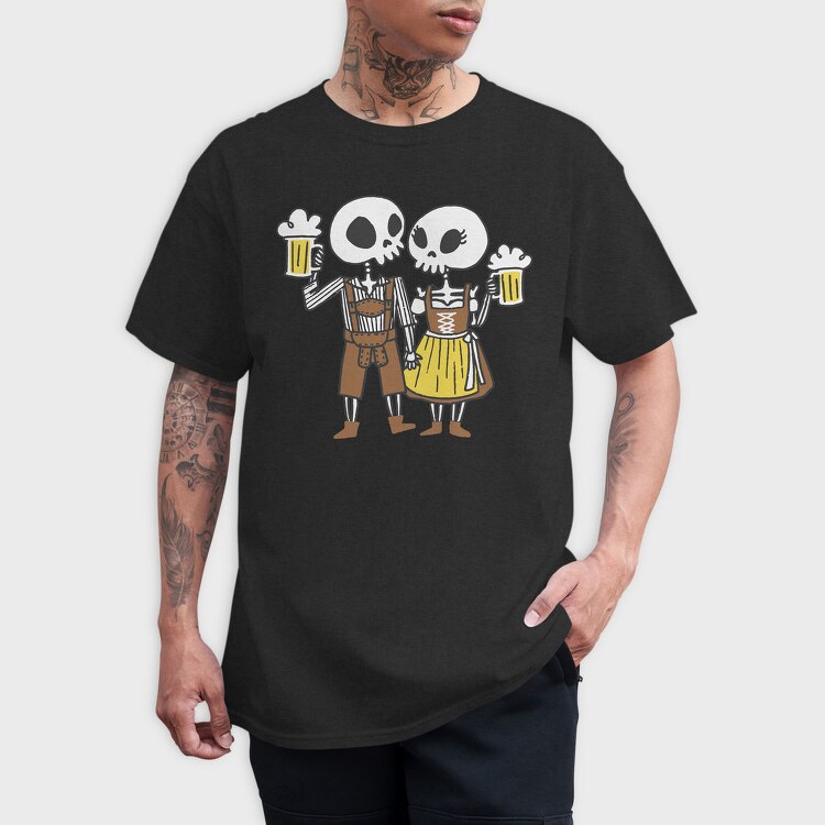 Oktoberfest Skeleton Couple, Tricou Barbati (Unisex)