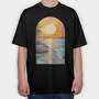 Sunset Ocean Rocky, Tricou Oversize Barbati (Unisex)