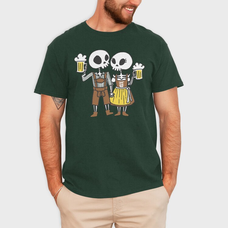 Oktoberfest Skeleton Couple, Tricou Barbati (Unisex)