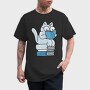 Cat Sitting On Books And Reading, Tricou Barbati (Unisex)