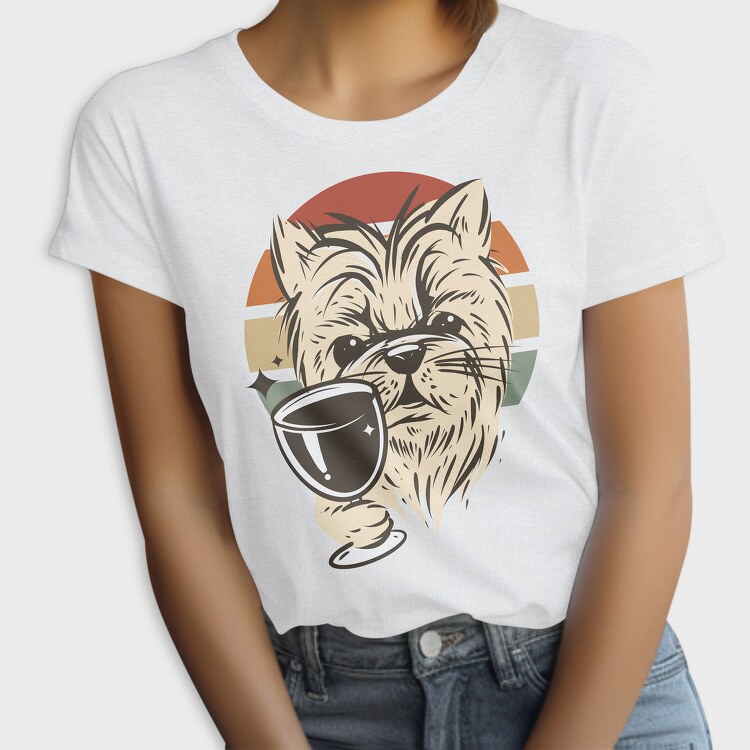 Dog Drinking Wine Wine, Tricou Femei