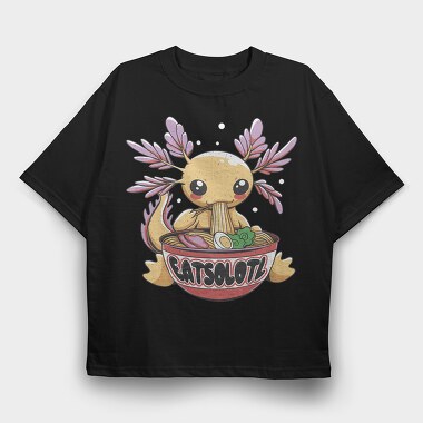 Kawaii Ramen Axolotl, Tricou Oversize Barbati (Unisex)