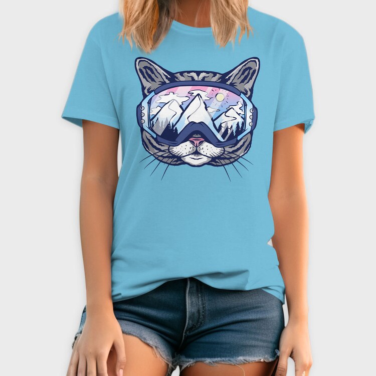 Cat Ski Glasses Skii, Tricou Barbati (Unisex)