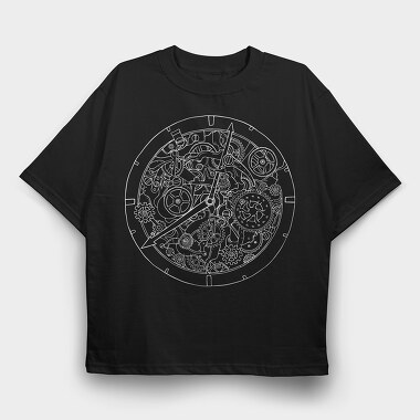 Mechanical Watch Line Art, Tricou Oversize Barbati (Unisex)