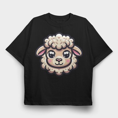 Kawaii Sheep Face, Tricou Oversize Barbati (Unisex)