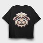 Kawaii Sheep Face, Tricou Oversize Barbati (Unisex)