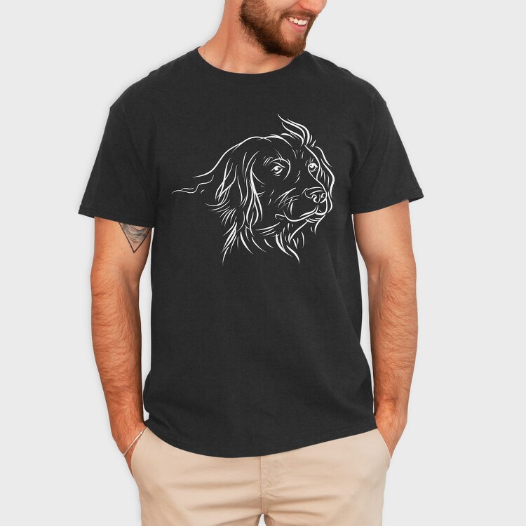 Dog German Breed Line Art Kleiner Munsterlander, Tricou Barbati (Unisex)