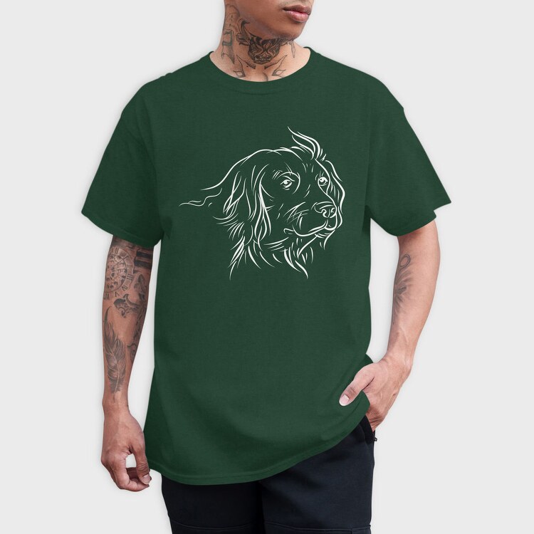 Dog German Breed Line Art Kleiner Munsterlander, Tricou Barbati (Unisex)