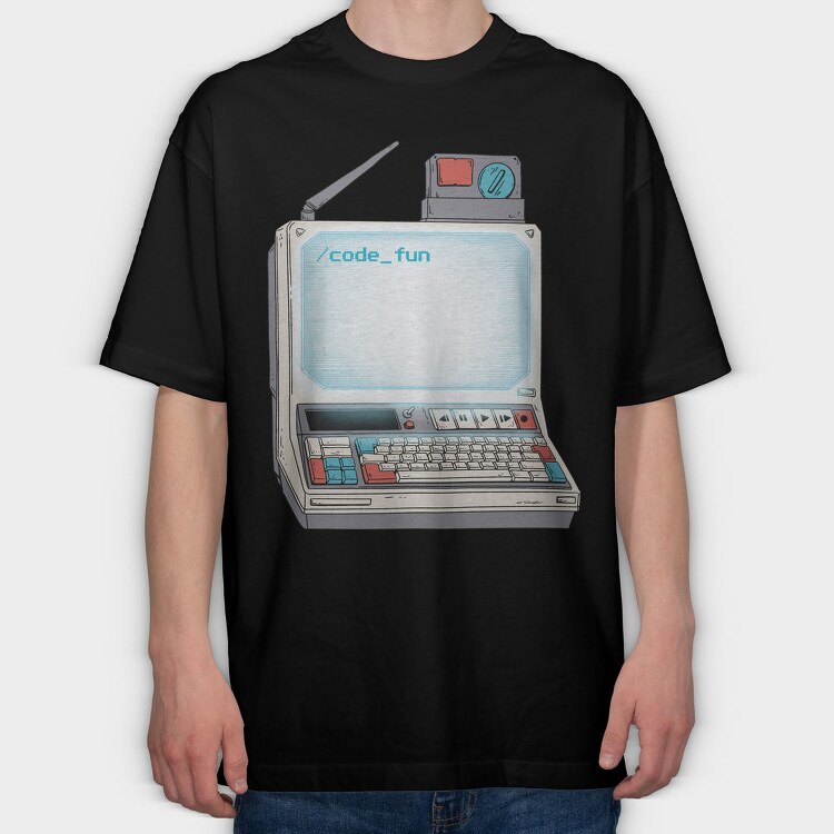 Old Computer Technology Code Fun, Tricou Oversize Barbati (Unisex)