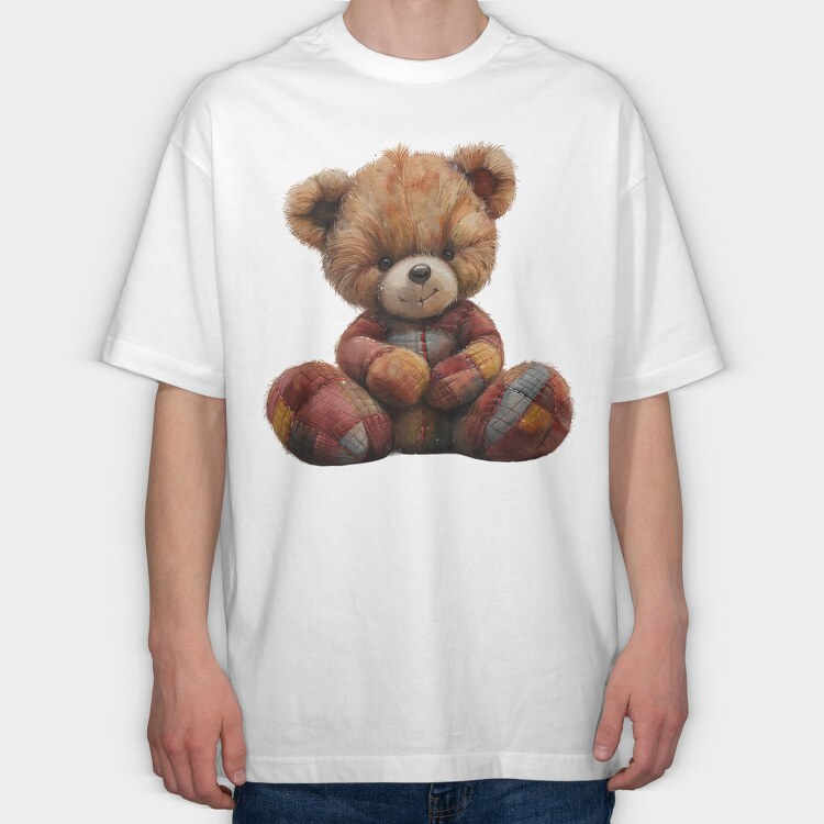 Teddy Bear Patchwork, Tricou Oversize Barbati (Unisex)