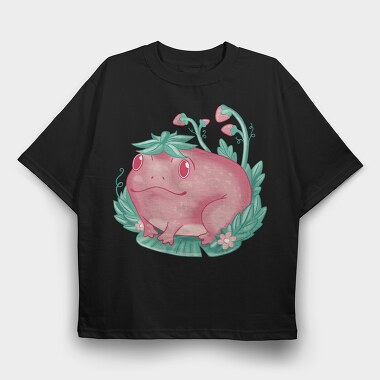 Kawaii Strawberry Happy Frog, Tricou Oversize Barbati (Unisex)
